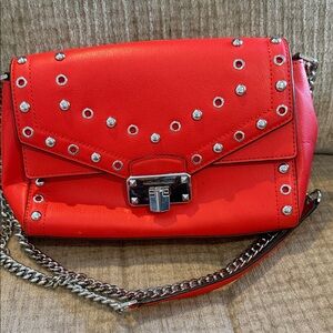 Michael Kors Vibrant orange Kingsley leather Crossbody 9 x 6 x 2 APX chain strap